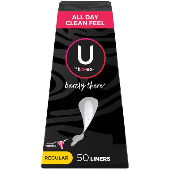 U by Kotex Barely There Liners, Thong, Light Absorbency, Fragrance-Free. 50 Count