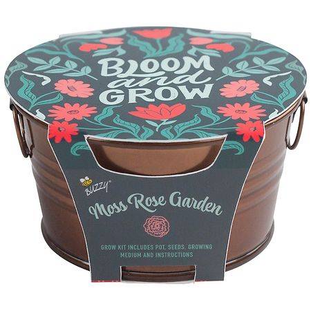 Buzzy Painted Basin Grow Kit Moss Rose Seeds