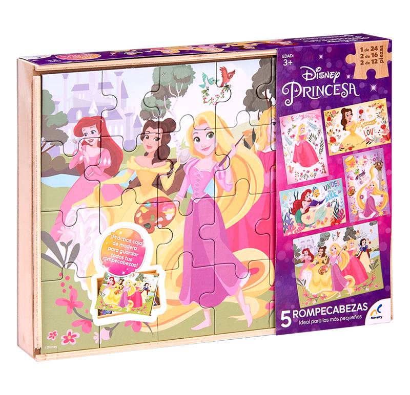 Novelty · Rompecabezas de madera 5 en 1 disney princesas
