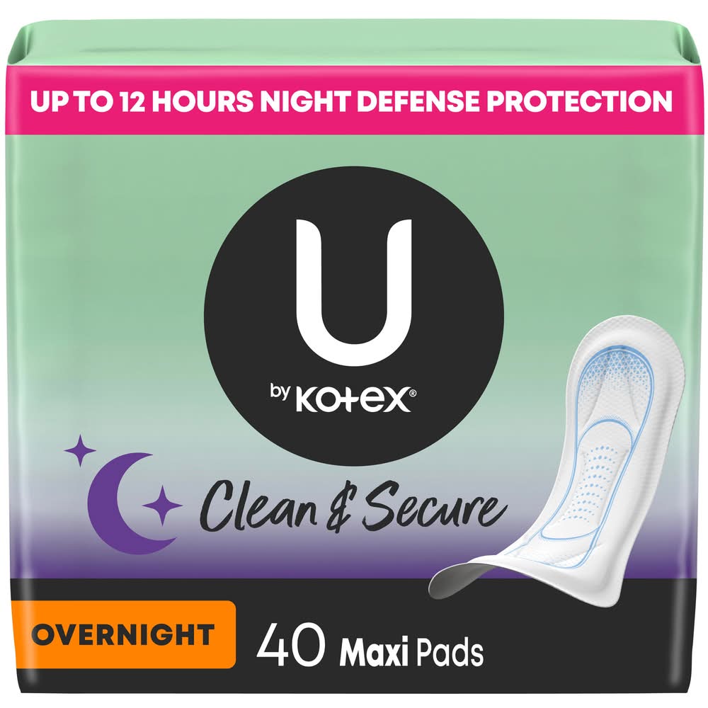 U by Kotex Security Maxi Overnight Pads (1.7 oz, 40 ct)