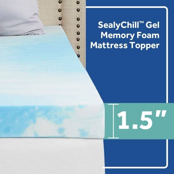 1.5 inch SealyChill Gel Memory Foam Mattress Topper, Twin