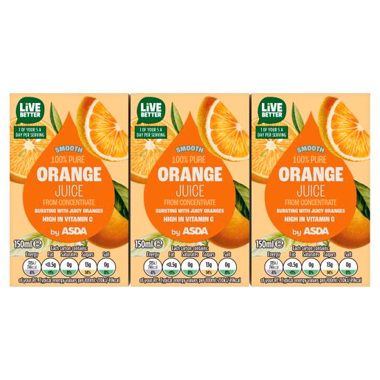 ASDA 100 Pure Orange Juice Smooth From Concentrate Cartons Delivery Near Me Order Online Uber Eats