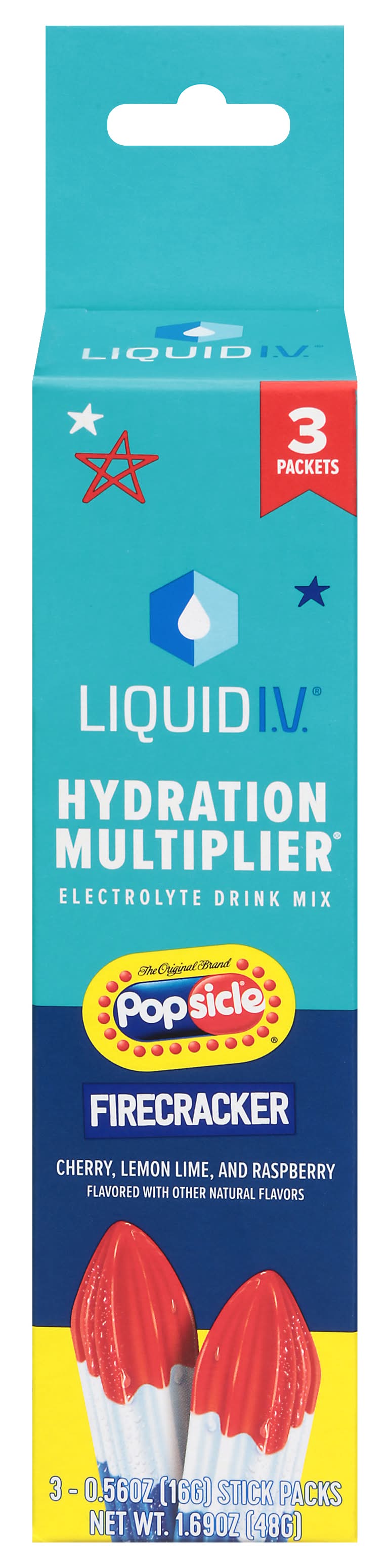 Liquid I.V. Hydration Multiplier Firecracker Drink Mix, Popsicle (3 x 0.56 oz)