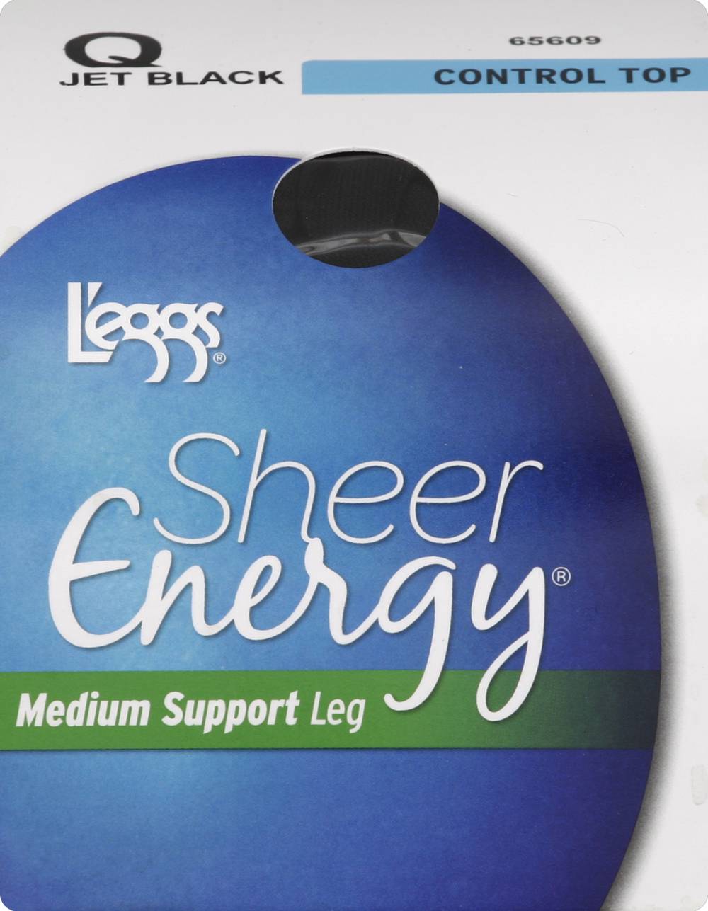 L'eggs Jet Black Medium Support Leg Sheer Energy Pantyhose