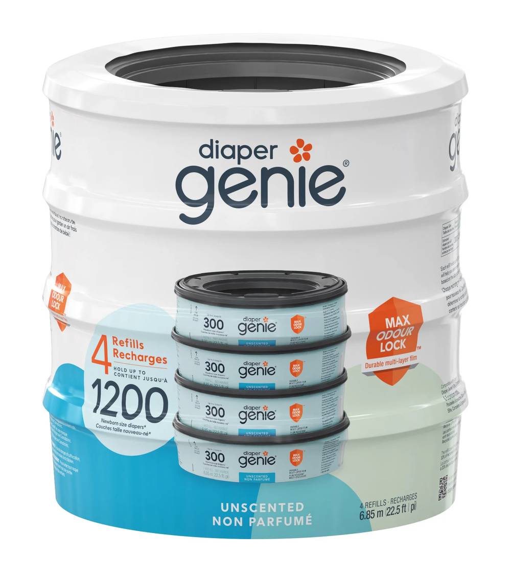 Diaper Genie - Recharge Ronde, Emballage De 4 / Diaper Genie Unscented Round Refill, 4-Pack