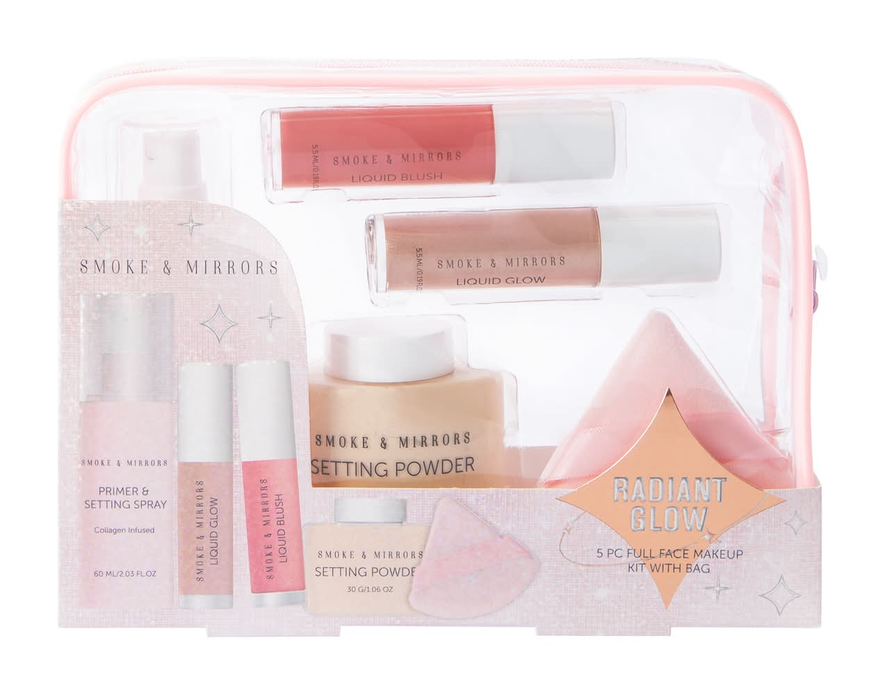 Smoke & Mirrors Radiant Glow Full Face Makeup Kit With Bag 5-Pack