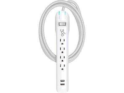 360 Electrical 4-Outlet 2-USB Port Surge Protector, 3', White (360563-TI-8CA10ES)