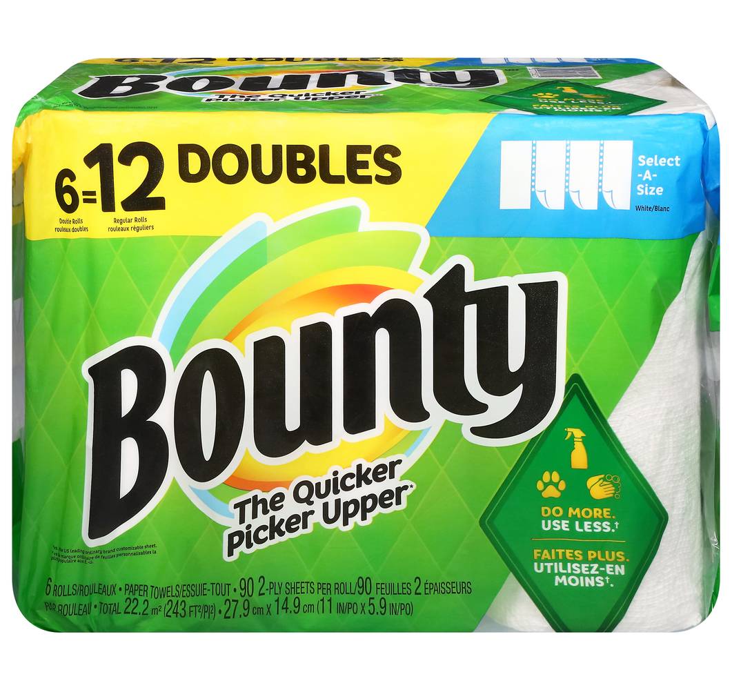Bounty The Quicker Picker Upper Paper Towels, 27.9x14.9 cm (6 ct)