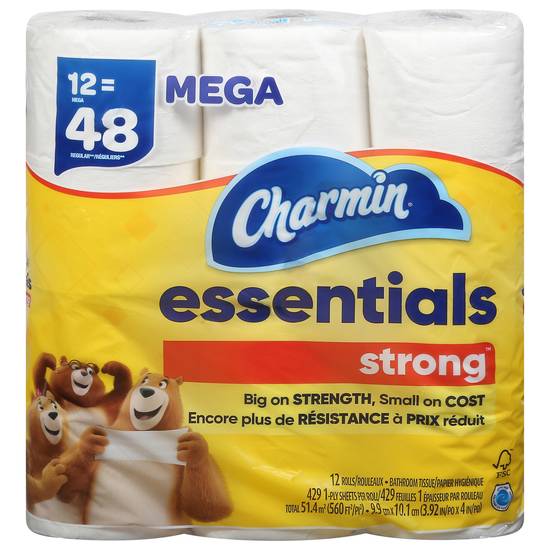 Charmin Essentials Strong Toilet Paper Mega Rolls (12 ct)
