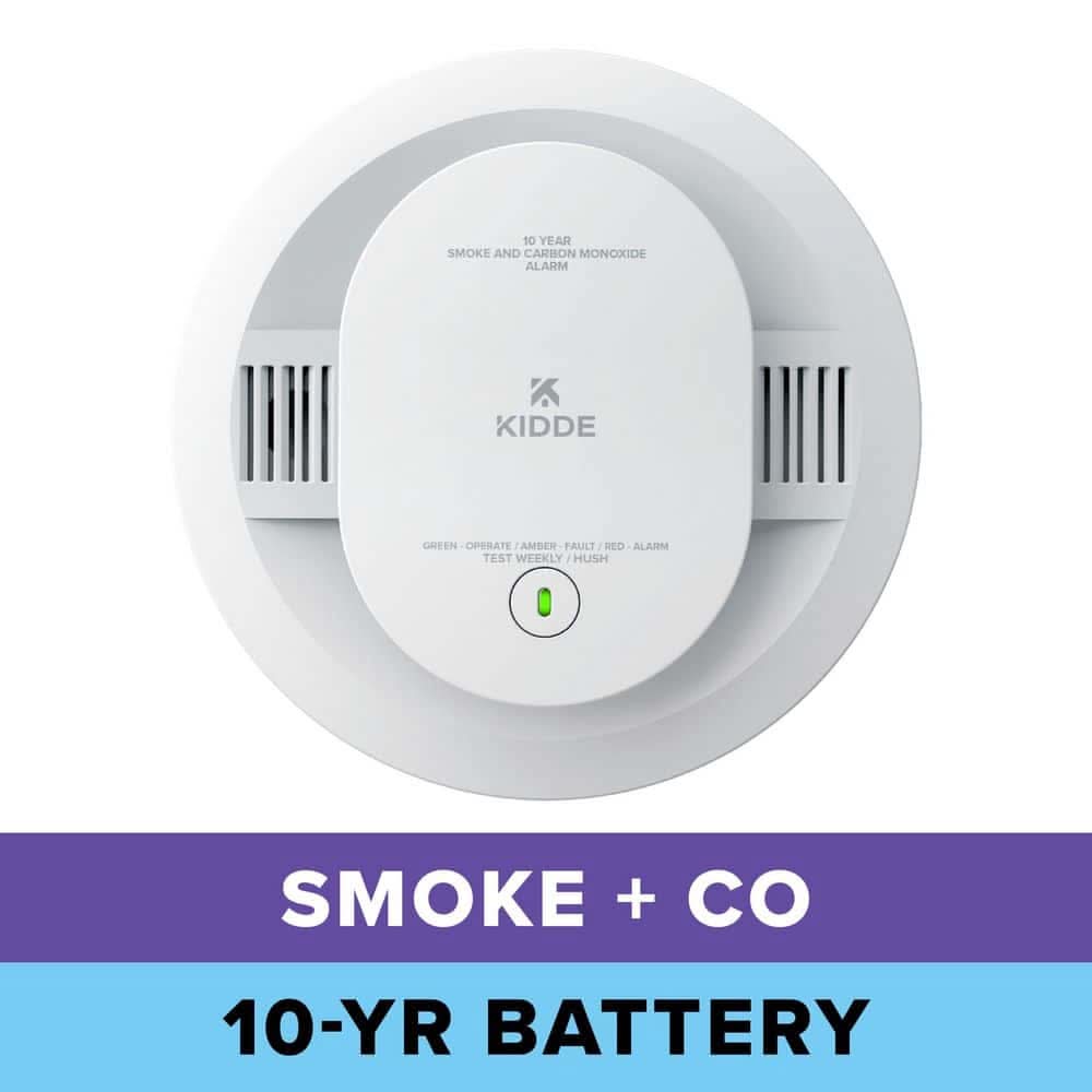 Kidde 10-Year Battery Powered Smoke And Carbon Monoxide Detector With Alarm Led Warning Lights, 30Cud10