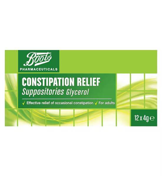 Boots Constipation Relief Suppositories - 12 x 4g