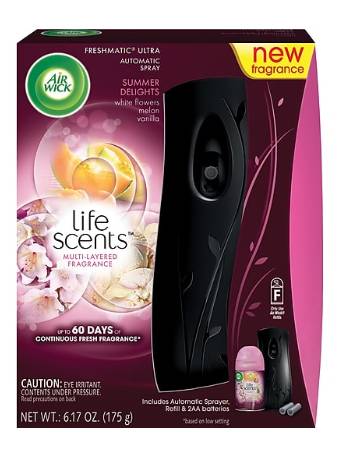 Air Wick - Freshmatic Ultra Life Scents Starter Kit Automatic Aerosol Spray, Summer Delights - 4 Ct (4 Units)