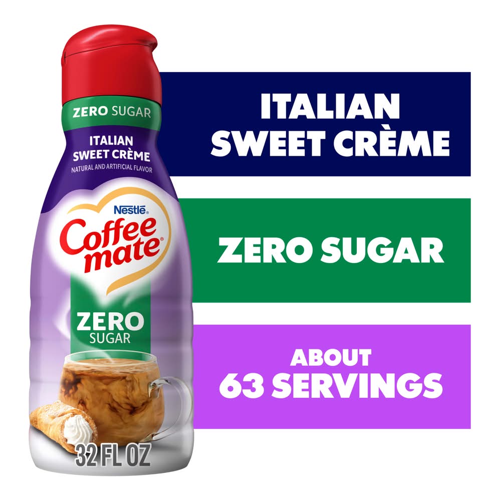 Coffee-Mate Zero Sugar Liquid Coffee Creamer, Italian Sweet Creme (32 fl oz)