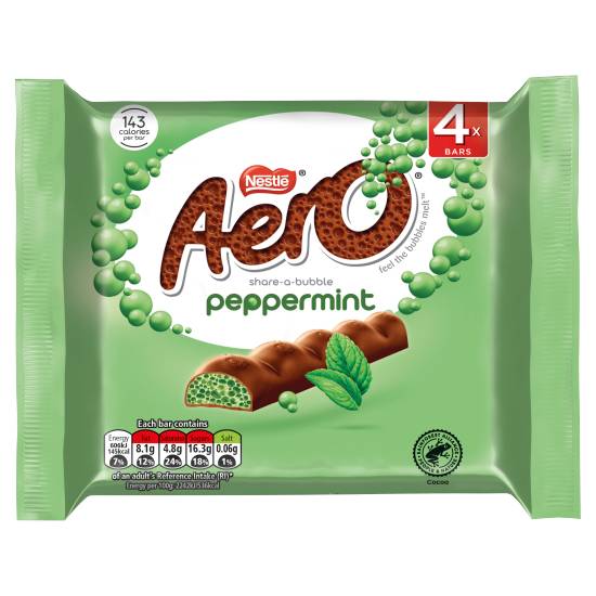 Aero Bubbly Peppermint Mint Chocolate Bar Multipack 4 pack (4 x 27g)