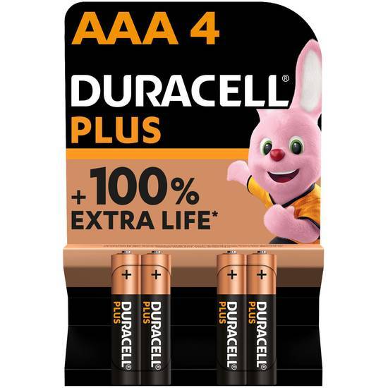 Duracell piles alcalines aaa plus 1.5v lr03 mn2400, 4 pcs