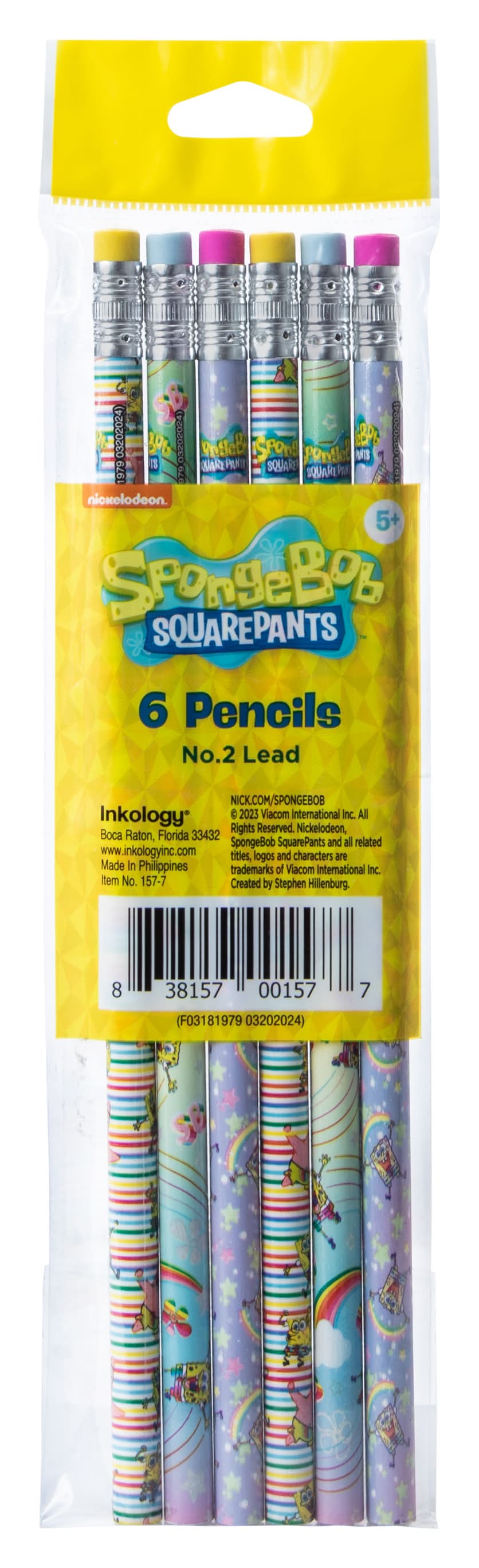 Branded Character No. 2 Lead Pencils 6-Count SpongeBob