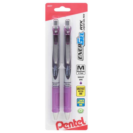 Pentel Energel Rtx Medium Violet Liquid Gel Pens (2 pens)
