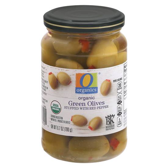 O Organics Organic Green Olives Stuffed With Red Pepper