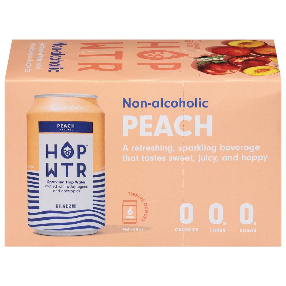 HOP WTR Non Alcoholic Sparkling Hop Water, Peach (12 fl oz)