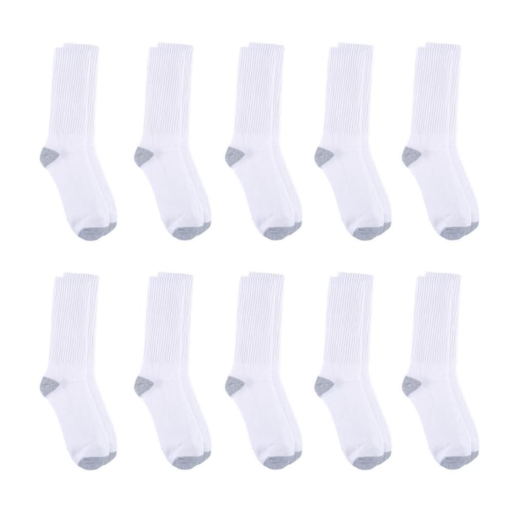 Zone Pro Men'S Half Cushion Crew Socks White Shoe Size 6 - 12 10 Pk