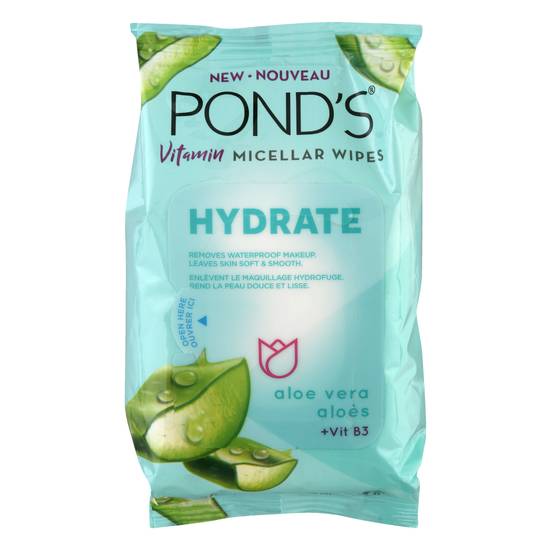 Pond's Hydrate Aloe Vera +Vit B3 Micellar Wipes (25 ct)