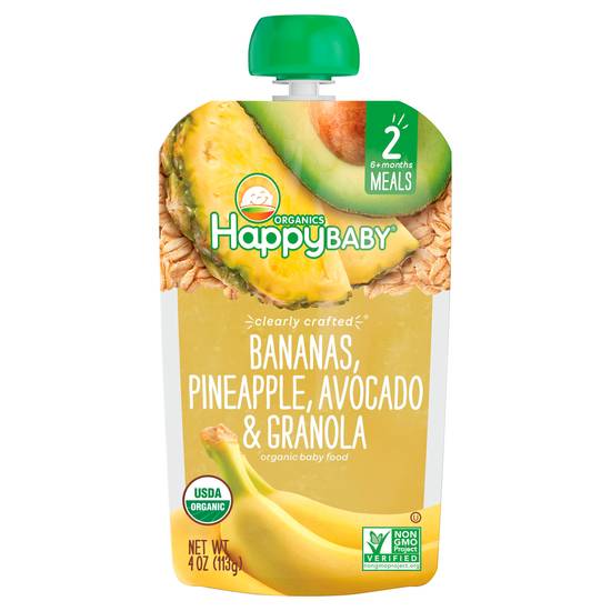Happy Baby Organic Bananas Pineapple Avocado & Granola Stage 2 (4 oz)