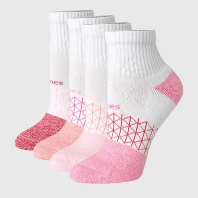 Hanes Absolute Active Ankle Socks, Women, 5-9, Assorted Pink (4 ct)