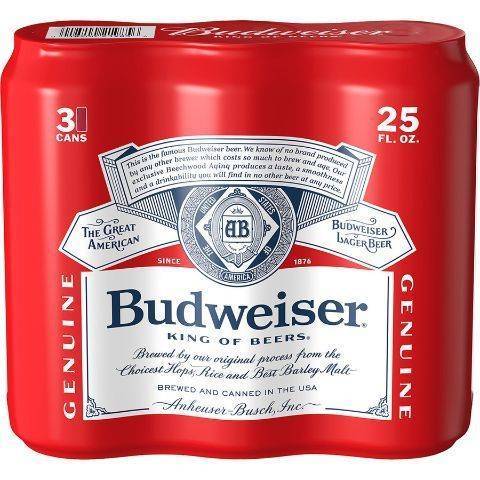 Budweiser Beer (3 pack, 25 fl oz)