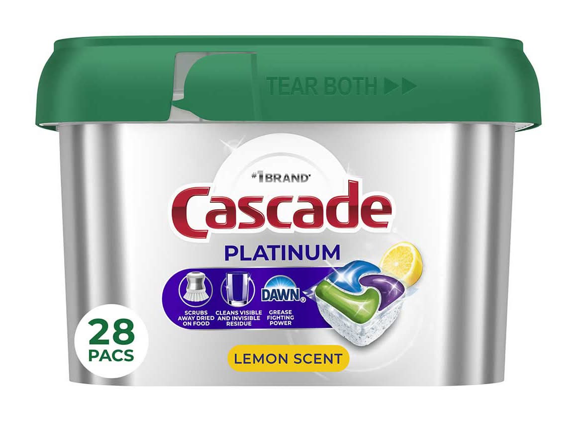 Cascade Platinum Dishwasher Pods Lemon Scent 28 Ct
