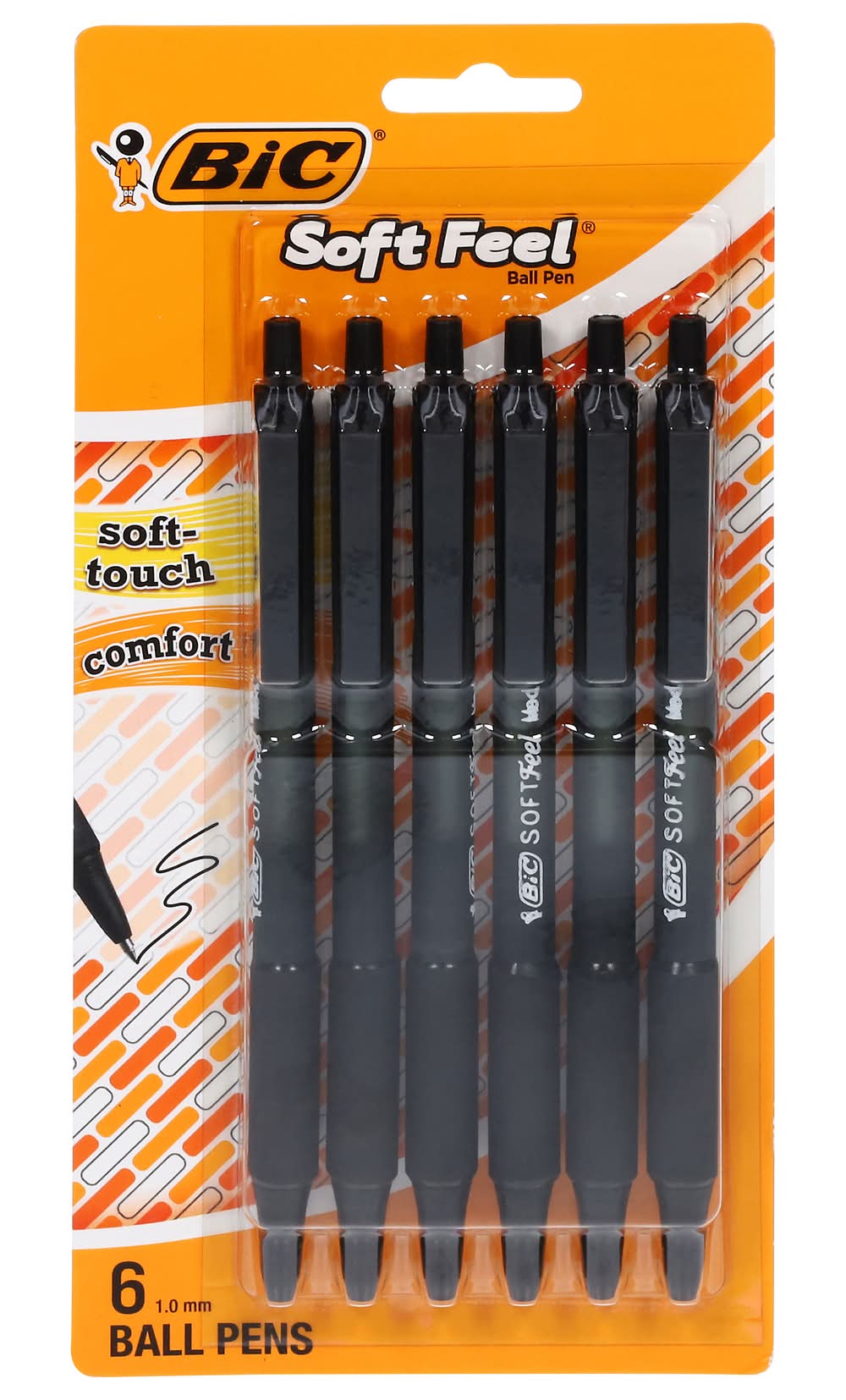 BiC Soft Feel Retractable Ballpoint Pens, Black (6 ct)
