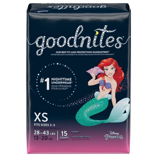 Goodnites Xs (28-43 lbs) Disney Princess Girls Nighttime Underwear