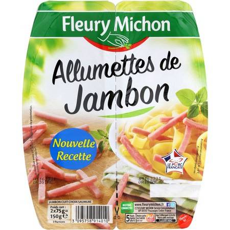 Allumettes de jambon cuit FLEURY MICHON - les 2 barquettes de 75 g
