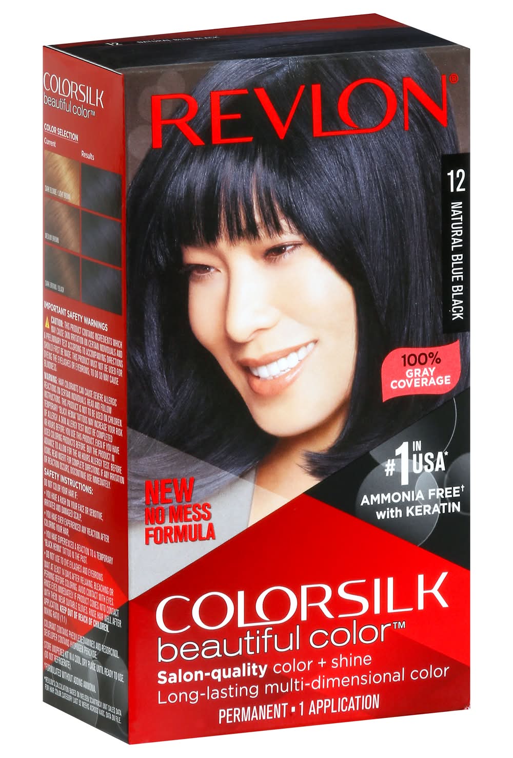 Revlon Colorsilk Salon Quality Permanent Hair Color, 12 Natural Blue Black (4.4 fl oz)
