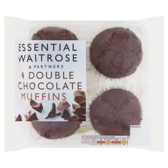 Essential Waitrose & Partners Double Chocolate Muffins (pack 4)
