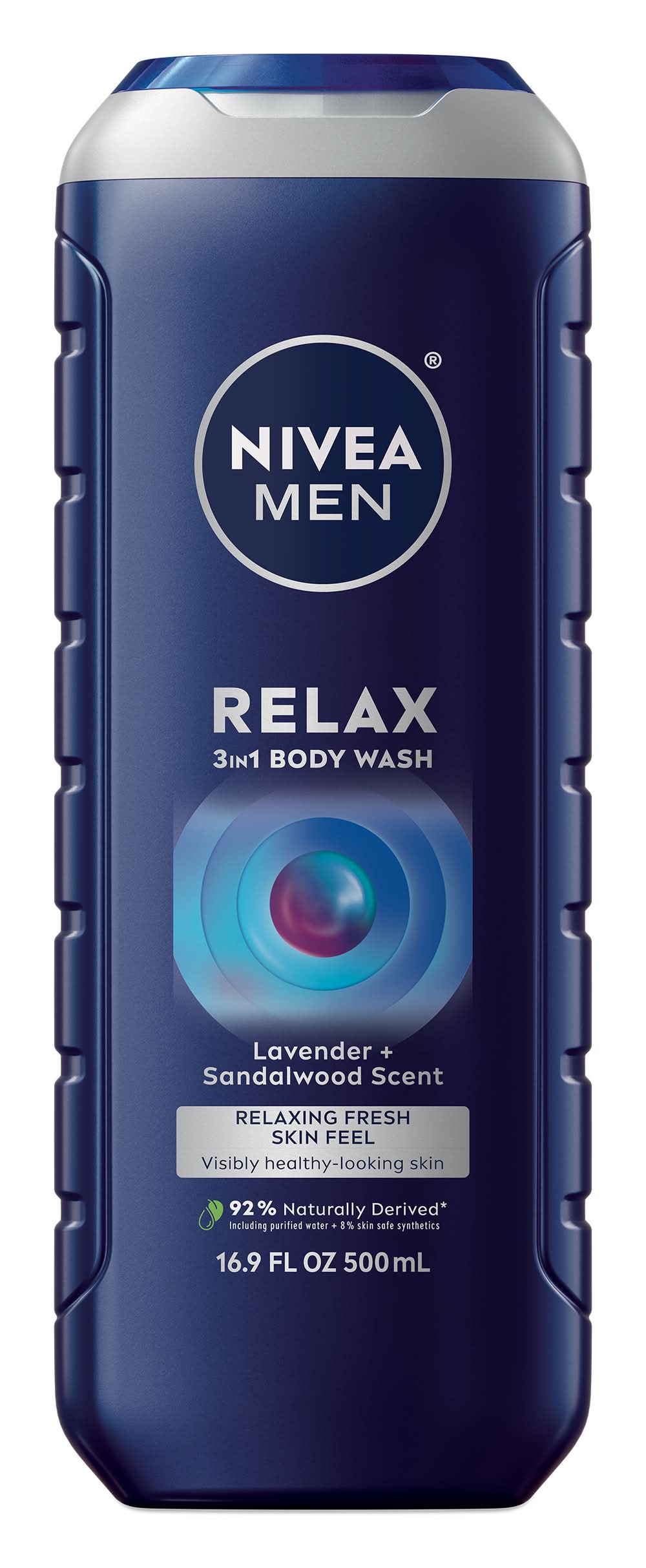 NIVEA Men Relax 3 in 1 Sandalwood Scent + Lavender Oil Body Wash (16.9 fl oz)