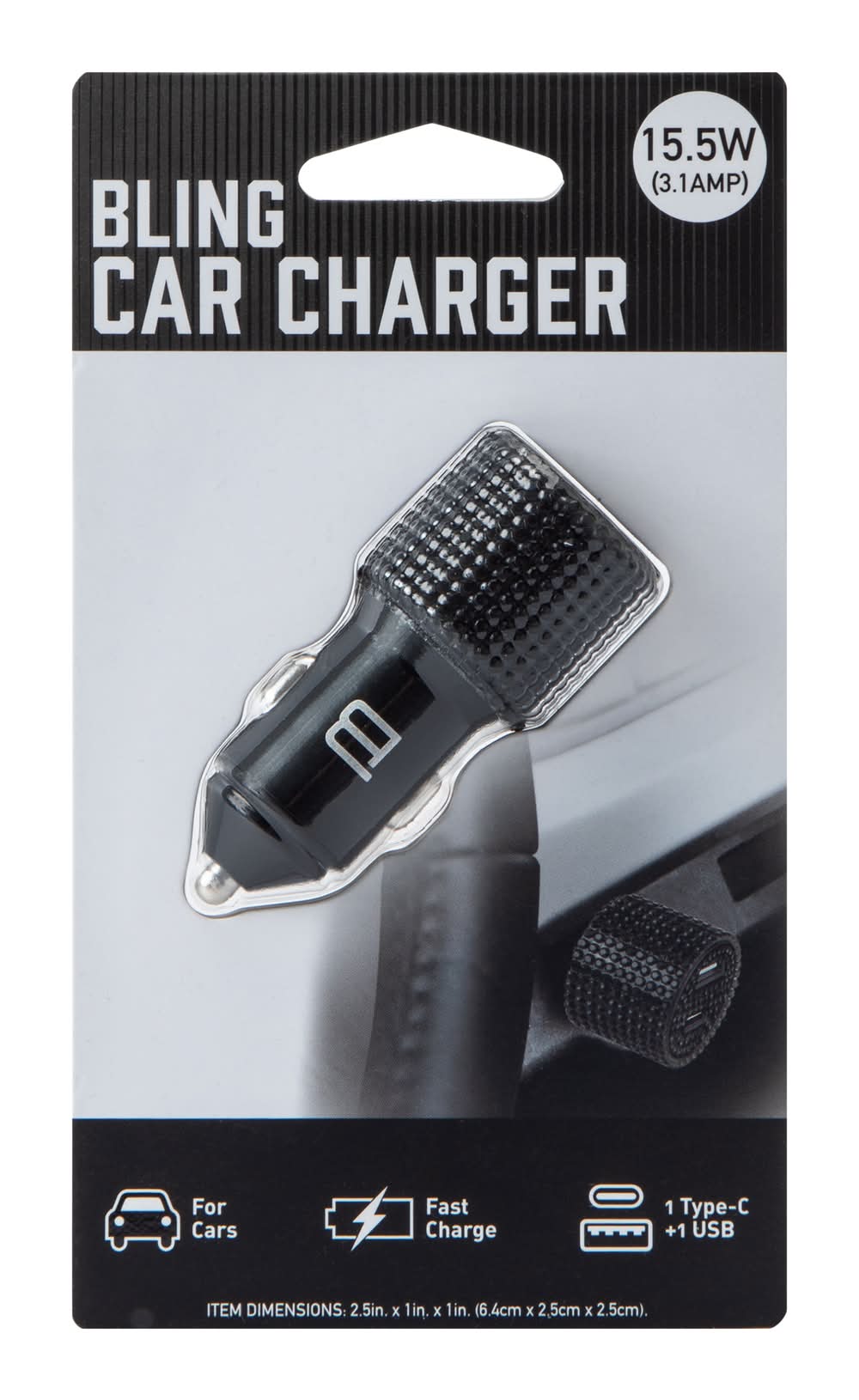 Bling Car Charger 15.5W Black