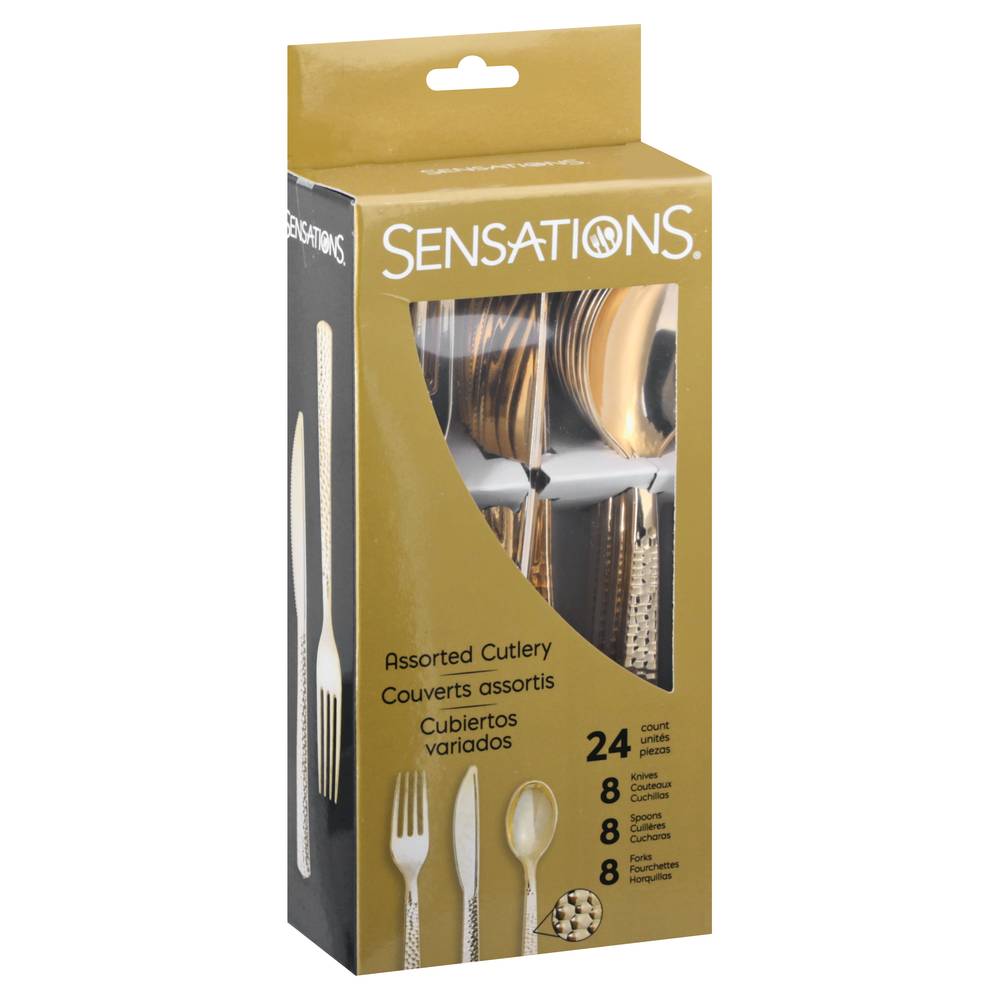 Sensations Gold Metallic Hammered Assorted Cutlery Set