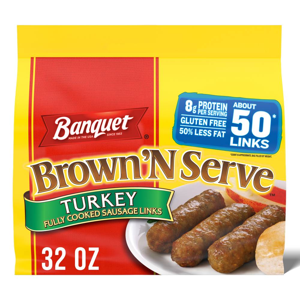 Banquet Brown 'N Serve Fully Cooked Turkey Sausage Links (50 ct)