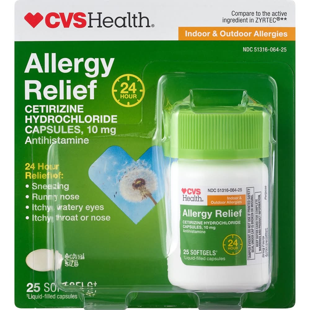 CVS Health Allergy Relief Diphenhydramine Hydrochloride 25 mg Antihistamine Capsules (48 ct)