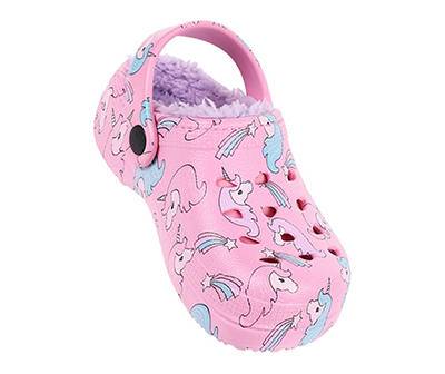 Capelli Toddler Unicorn Faux Fur-Lined Clog, Large, Pink & Purple