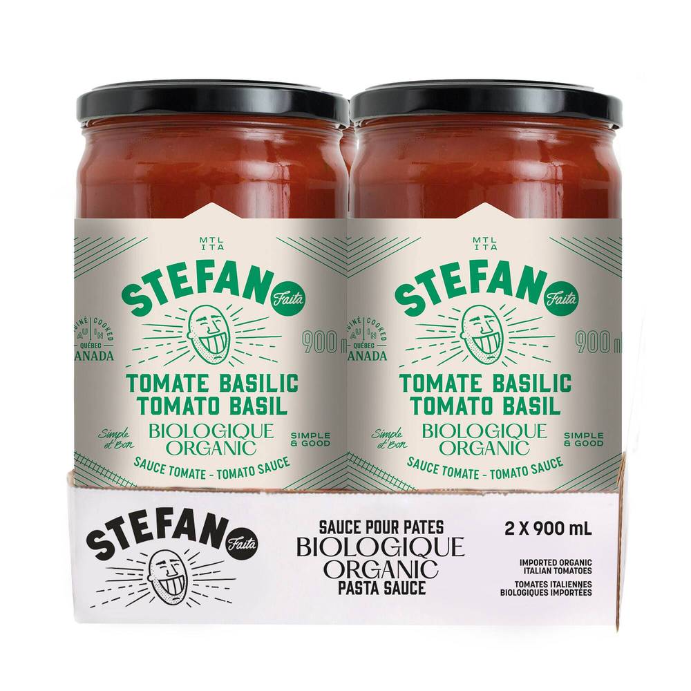Stefano Sauce Biologique Tomate Et Basilic, 2 X 900 Ml