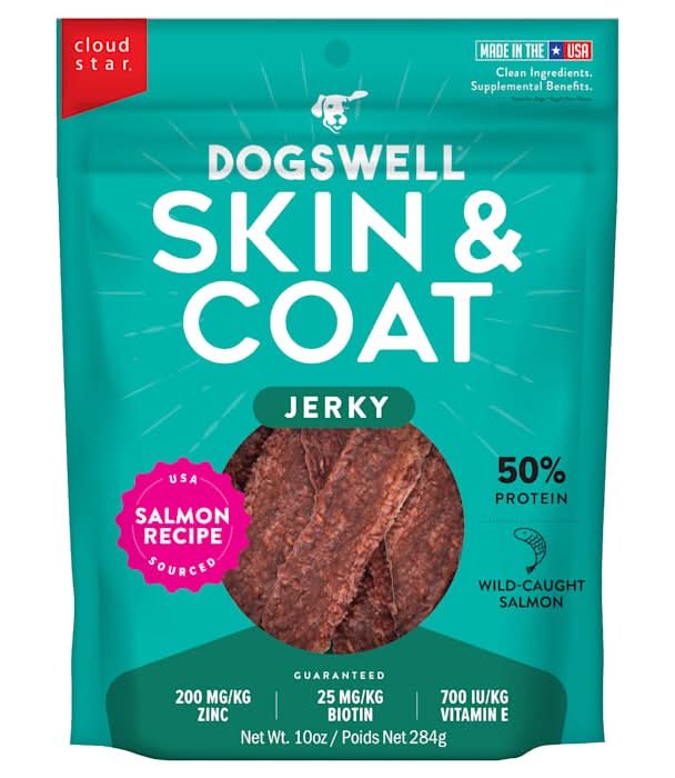 Dogswell Skin & Coat Jerky Salmon Dog Treats, 10 oz.