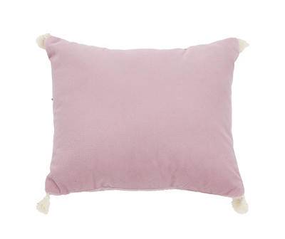 Pink Micromink Tassel-Accent Square Throw Pillow