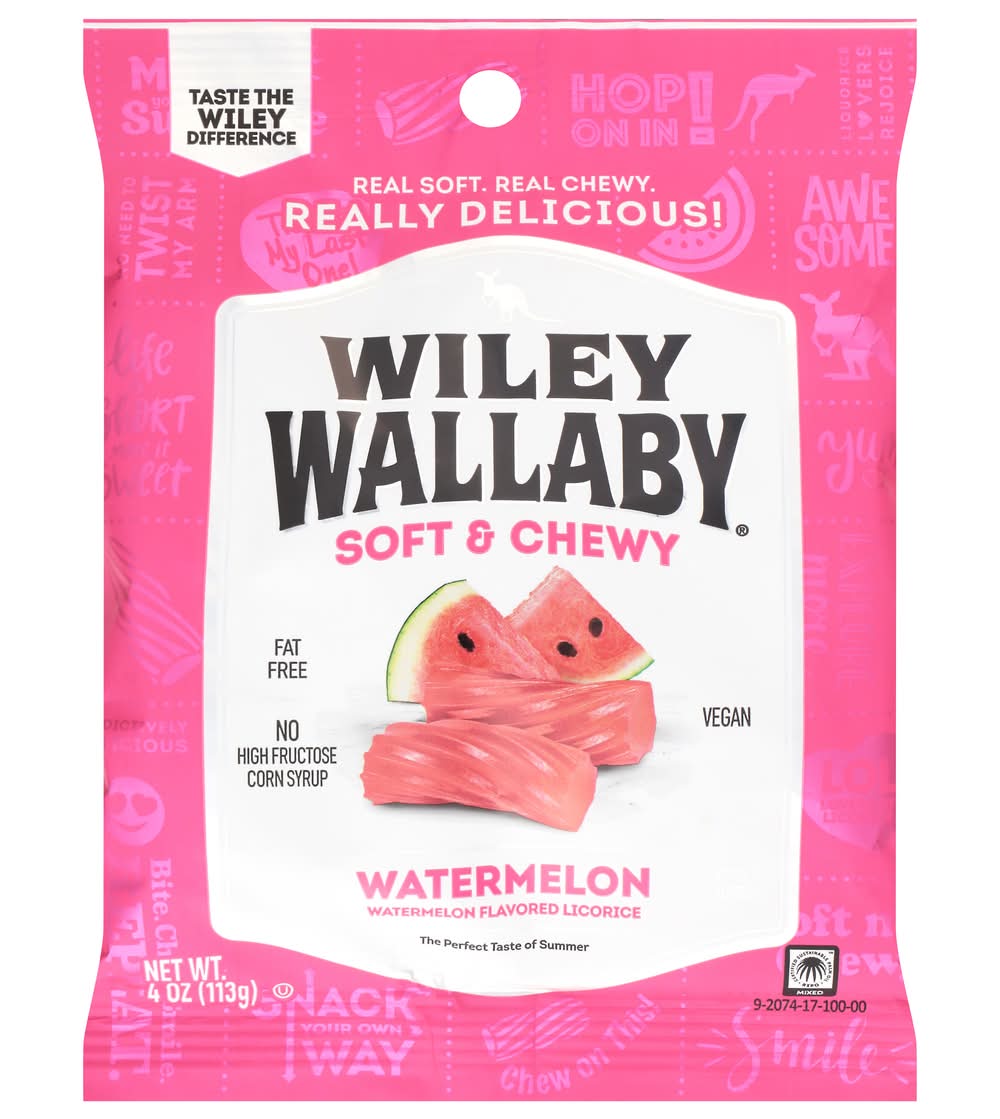 Wiley Wallaby Soft & Chewy Licorice, Watermelon (4 oz)