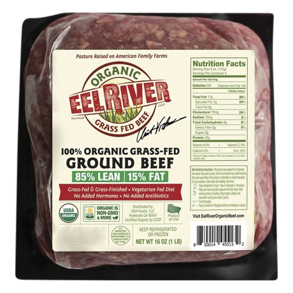 Eel River 100% Organic Grass Fed Ground Beef (16 oz)
