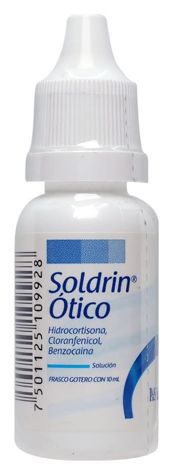 Soldrin · Hidrocortisona - cloranfenicol - benzocaína en solución ótica (10 ml)
