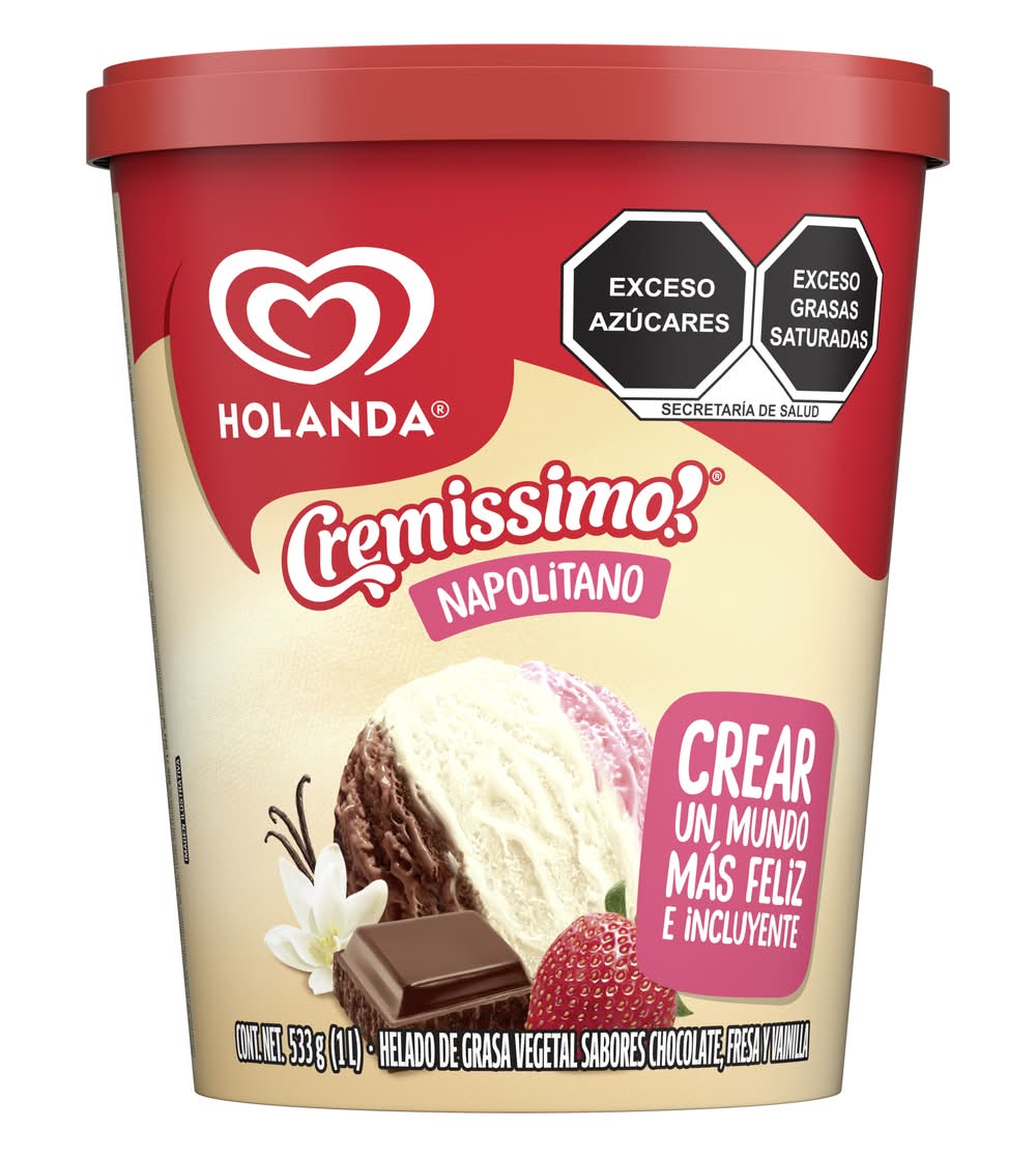Holanda · Helado napolitano, chocolate/fresa/vainilla (538 g)