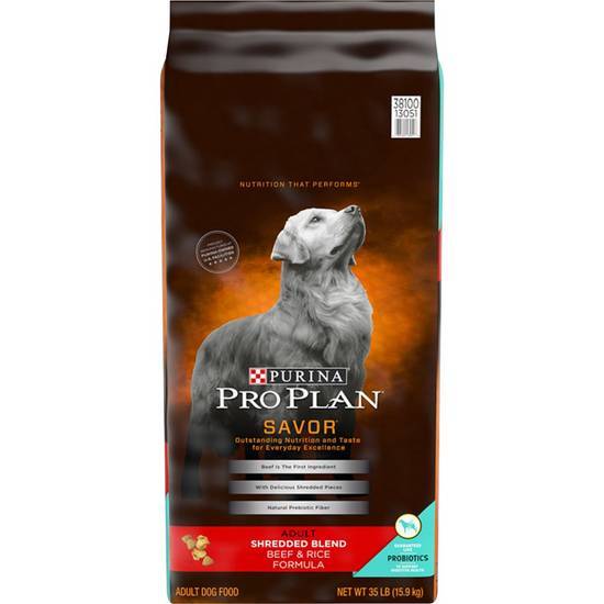 Purina Pro Plan Savor Shredded Blend Beef & Rice Adult Dog Food (35 lbs)