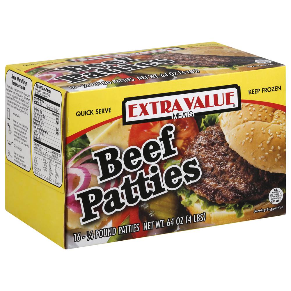 Extra Value Beef Patties (64 oz, 16 ct)