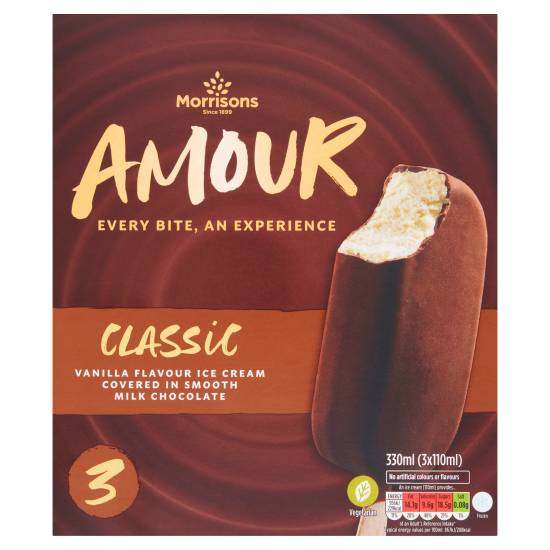 Morrisons Amour Classic Ice Cream Covered in Milk Chocolate (vanilla)